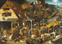 pdf counted vintage cross stitch pattern | flemish proverbs | peter brueghel the elder 1559 | 3 sizes