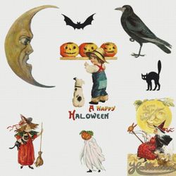 pdf counted vintage cross stitch pattern | halloween | 2 sizes