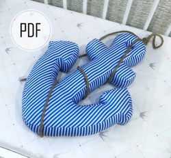 anchor pillow pattern, marine pillow tutorial, marine pillows, diy pillow, anchor diy