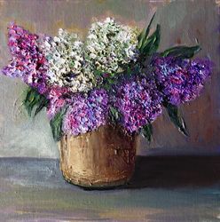 lilac painting oil flowers original art floral artwork canvas art