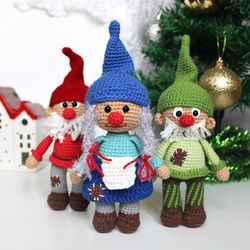 crochet gnomes pattern pdf in english  amigurumi  little gnomes christmas toys