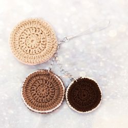 handmade bag pendant. cookies knitted from threads. nice bauble for decoration.eco product made of cotton.original gift.