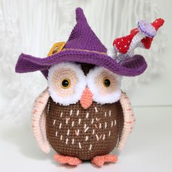 owl crochet pattern pdf in english amigurumi owl witch hat halloween decor crochet tutorial