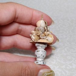 dollhouse cabinet of curiosities, miniature seashell topiary 1:12