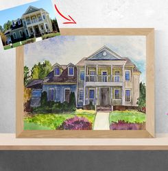 custom watercolor house painting, home portrait, watercolor home painting, hand painted house portrait