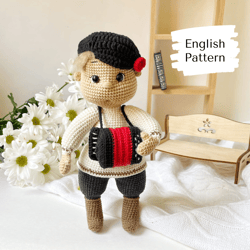 crochet pattern musiciant the boy pattern toy boy pattern musiciant in accordion diy doll boy