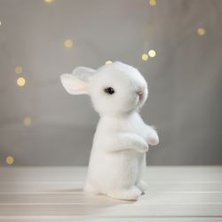 white felted rabbit  toy , rabbit lover gift , wedding decor