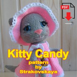 crochet pattern: kitty candy amigurumi digital tutorial pdf