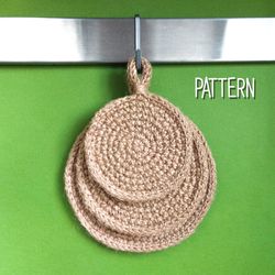 jute coasters pattern, crochet natural coaster pdf, crochet potholder pattern, jute kitchen decor, diy step-by-step