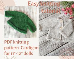 pdf cardigan knitting pattern for waldorf dolls, toy bears