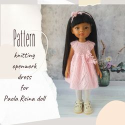 12 inch doll clothes pattern, paola reina knit tutorial, paola reina knitting dress, doll knit pattern