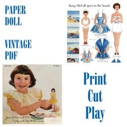 digital | vintage paper doll | printable - print - cut - play | pdf