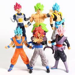 6pc set dragon ball action figure super saiyan goku blue son vegeta broly gogeta