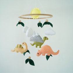 dinosaur mobile, baby mobile, dino mobile, jungle nursery mobile, crib mobile, dinosaur theme room, baby shower gift