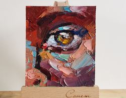 eyes painting painting original  african american woman art small artwork impasto oil painting by verafe