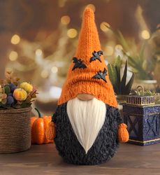 outdoor halloween decor, halloween gnome trick or treat, autumn gnome