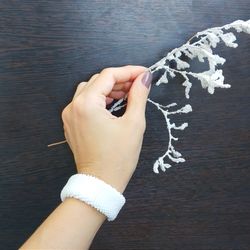 stylish white beaded bracelet for girls,  women's wide simple beaded bracelet, gift idea for girl, gift for girlfriend