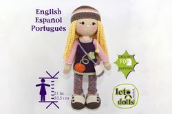 Crochet Doll Pattern, Amigurumi doll pattern, Large doll, 21"/53cm, Gabi