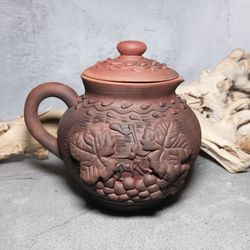 Pottery jug 67.62 fl.oz with lid for wine Handmade from red clay European quality