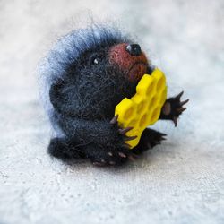 ornament forest toy/felted forest animal/honey badger/felted woodland creature