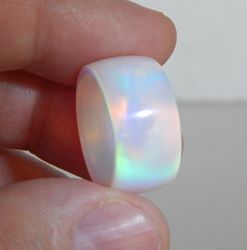 white opal ring. wide white opal ring. solid opal ring.