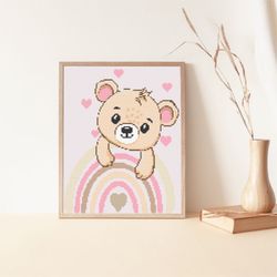 cross stitch pattern bear. children's cross stitch pattern. cute cross stitch pattern. pdf cross stitch