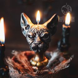 mold candles/resin /soap "devil cat", witchcraft magic candles cat mold