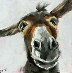 donkey painting farm animal original wall art made to order