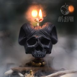 The skull candle, skull with horns mold for resin, mold for candles