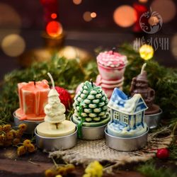 candle mold / resin mold / soap mold : "christmas set molds for tealights"