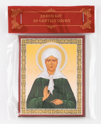 st matrona the wonderworker, wooden miniature icon 2,5 x 3,5"