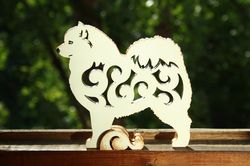 Figurine Samoyed Statuette Made Of Wood (mdf)