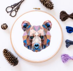 geometric bear cross stitch pattern