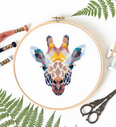 geometric giraffe cross stitch pattern