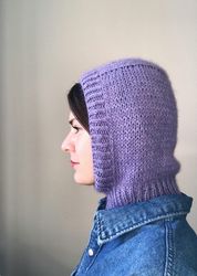 merino wool silk mohair hand knitted balaclava