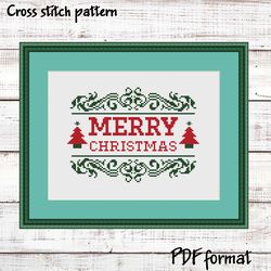 merry christmas cross stitch pattern, easy cross stitch christmas pattern, xmas cross stitch, modern xstitch pattern