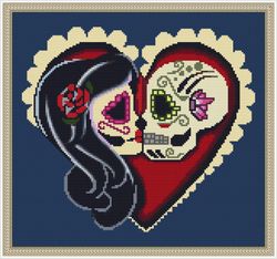 heart cross stitch pattern, skull cross stitch pattern