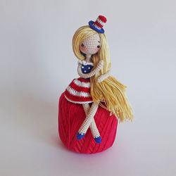 american princess doll, miss america, amigurumi doll, american flag doll, handmade american doll