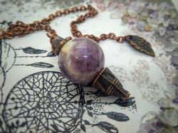 small amethyst pendulum necklace dowsing and divination sephoroton spherical pendulum