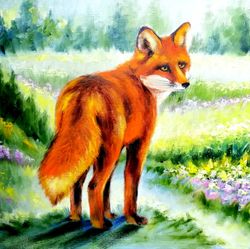 fox oil painting animal original art red fox artwork by artolgagoncharova