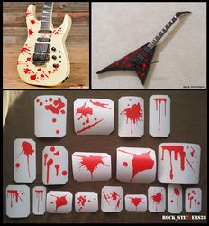 blood red bloody streaks drops guitar stickers decal blots metal style graphics