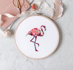 geometric flamingo cross stitch pattern