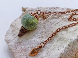 serpentine pendulum necklace crystal pendulum serpentine metaphysical jewelry