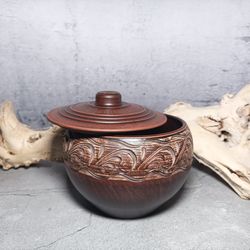 handmade pottery cooking pot 50.72 fl.oz casserole with lid handmade red clay