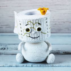 toilet paper roll crochet toy, funny bathroom gift, housewarming gift for bathroom decor, gag gift interior doll