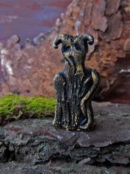 beltane horned doll, loki god, vikings celtic pagan doll, statue ooak, idol figurine polymer clay, primitive figure