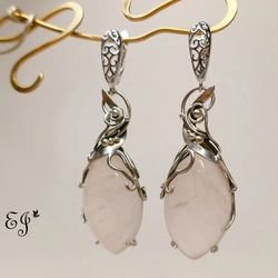 handmade earrings with rose quartz