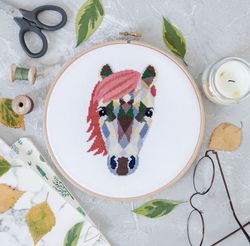 geometric horse cross stitch pattern