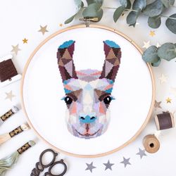 geometric llama cross stitch pattern