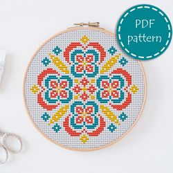 lp0024 folk cross stitch pattern for begginer - easy xstitch pattern in pdf format - instant download - hoop art